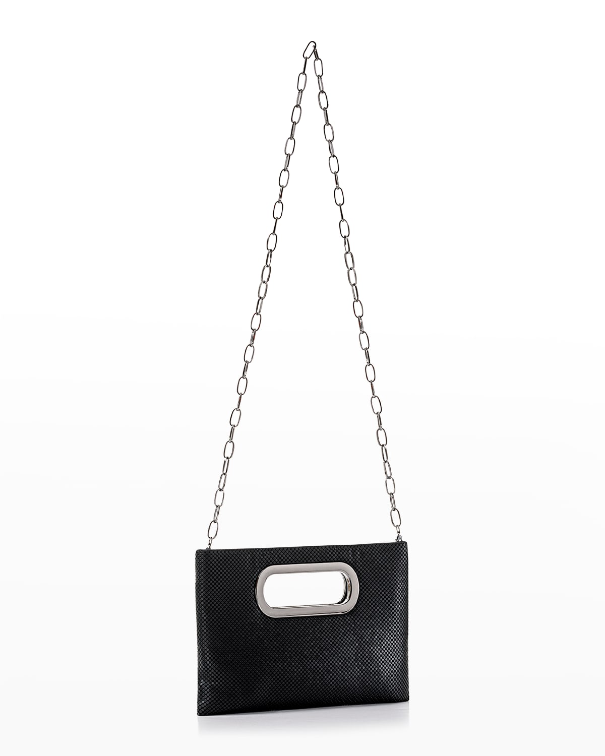 Whiting & Davis Cutout Embellished Tophandle Clutch Bag In Matte Black