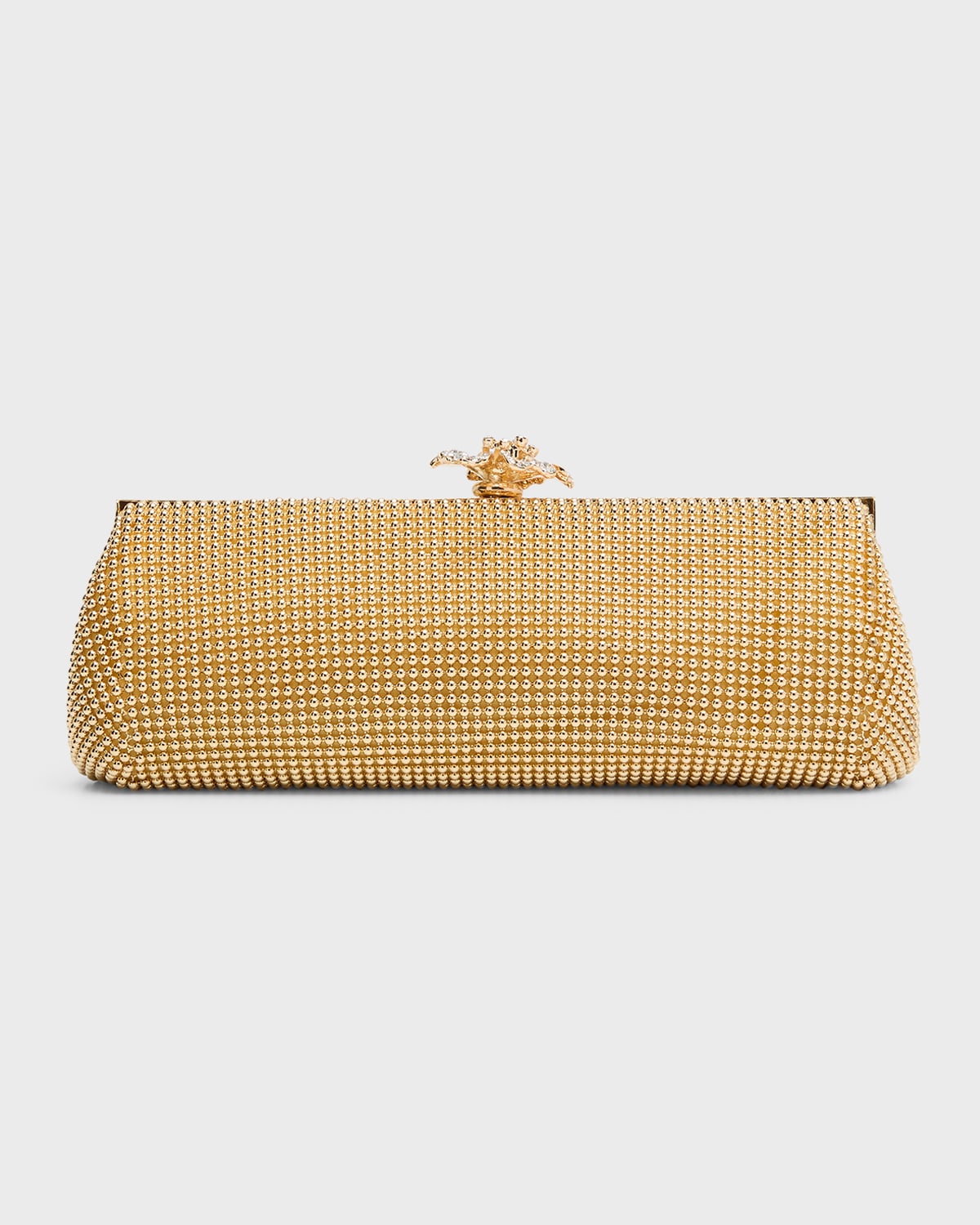 Whiting & Davis Flower Crystal-embellished Clutch Bag In Gold