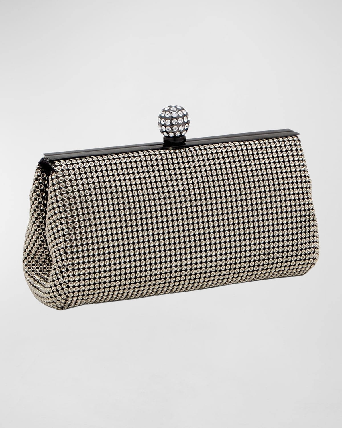 Whiting & Davis Crystal Ball Embellished Clutch Bag In Pewter