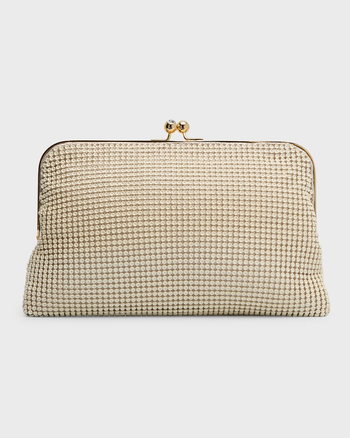 Whiting & Davis Dimple Embellished Mesh Clutch Bag In Pearl