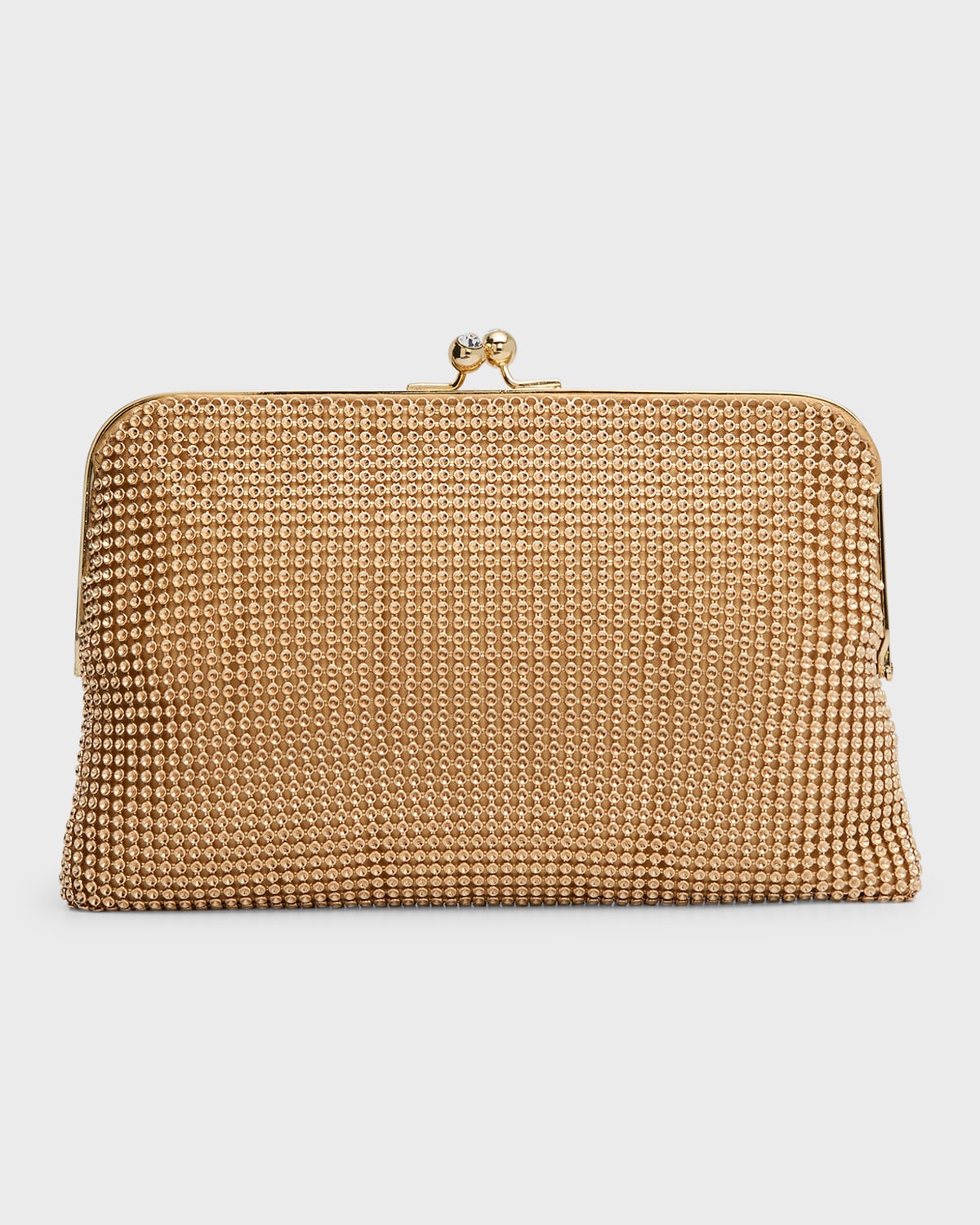 Whiting & Davis Dimple Embellished Mesh Clutch Bag In Gold