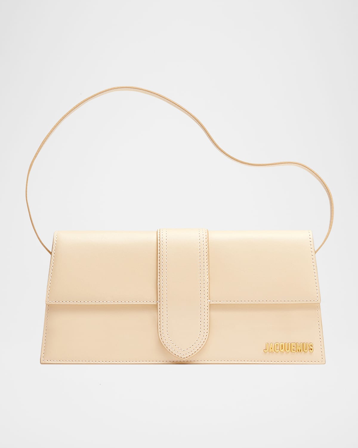 Jacquemus Le Bambino Long Leather Shoulder Bag In White