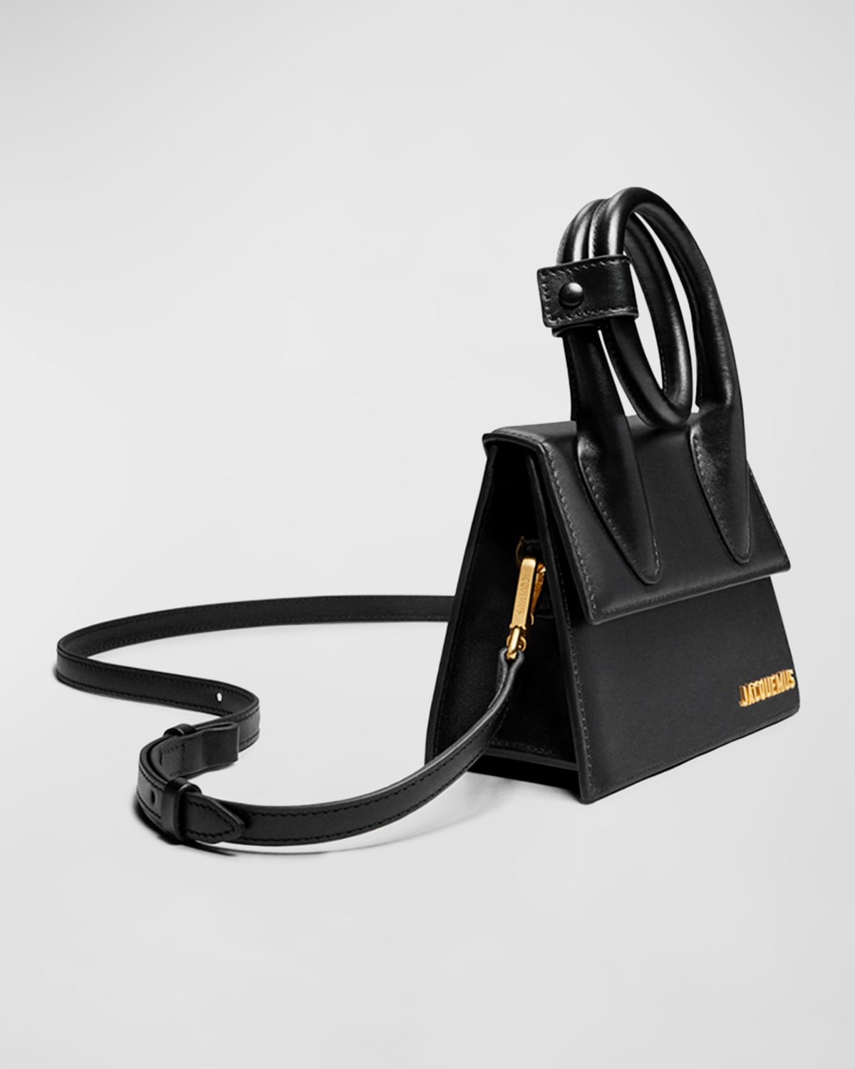 Jacquemus Le Chiquito Noeud Black Crossbody Bag With Logo Detail In Leather Woman