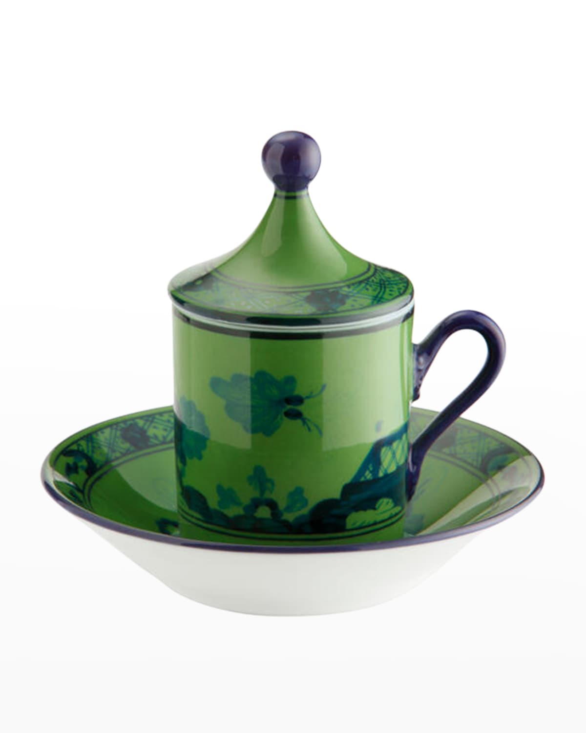 Empire-Style Coffee Cups & Saucers, Set of 2 - Emerald