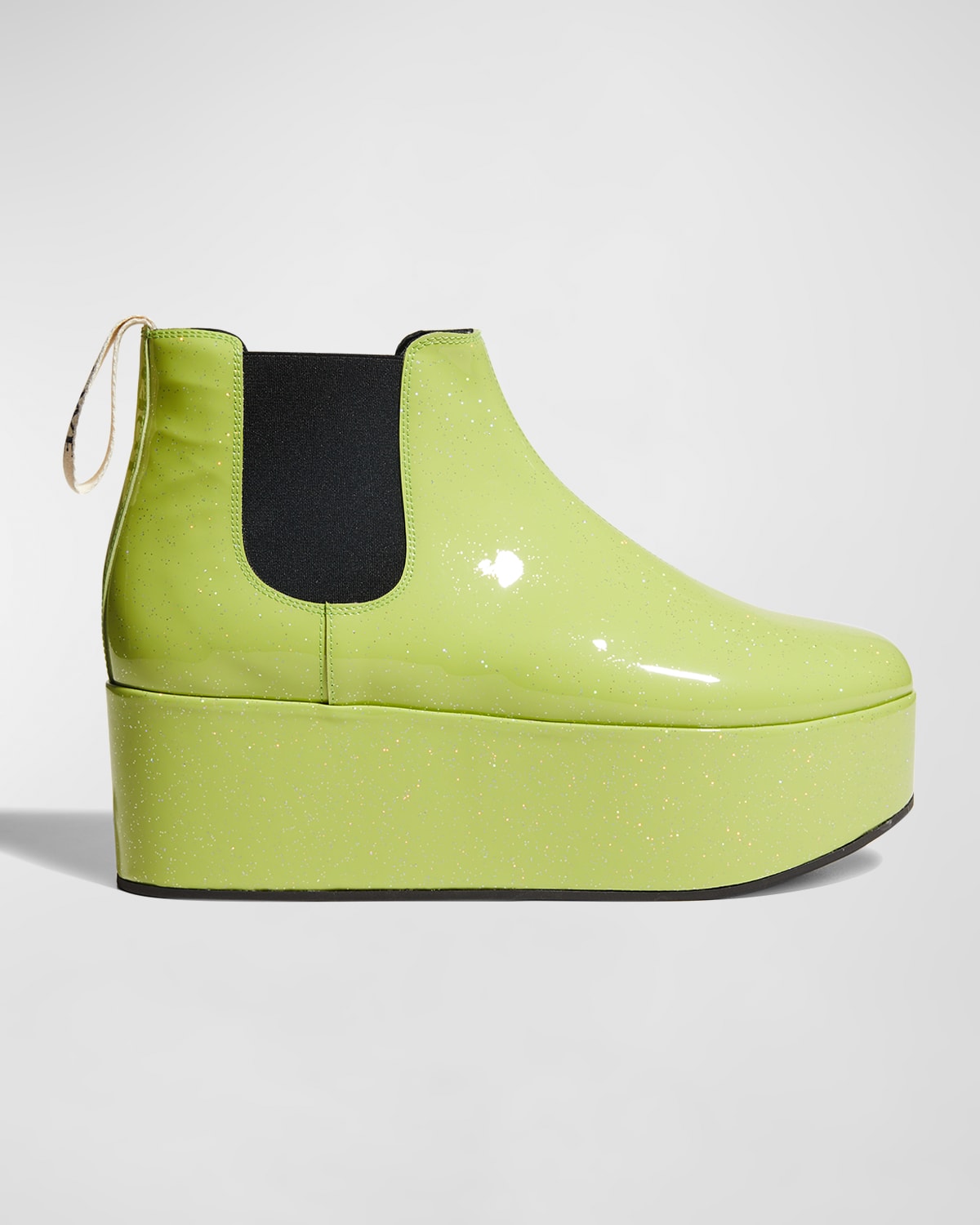 Loewe Calfskin Wedge Platform Chelsea Boots In Aniseed Green