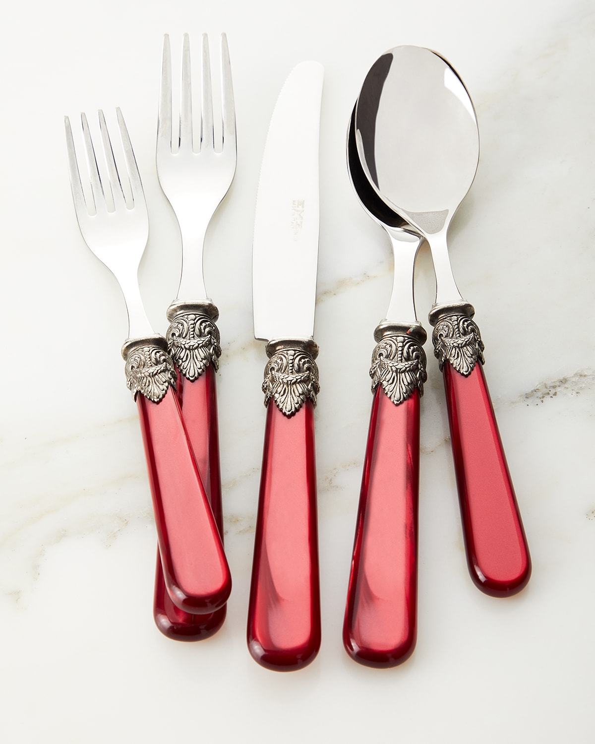 Neiman Marcus Napoleon 20-piece Flatware Set, Pearl Bordeaux In Red