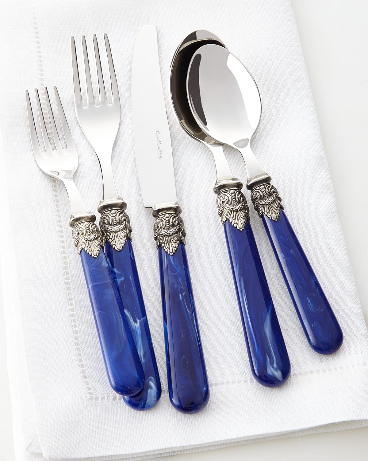Neiman Marcus Napoleon 20-piece Flatware Set, Blue Marble In Blue Marble
