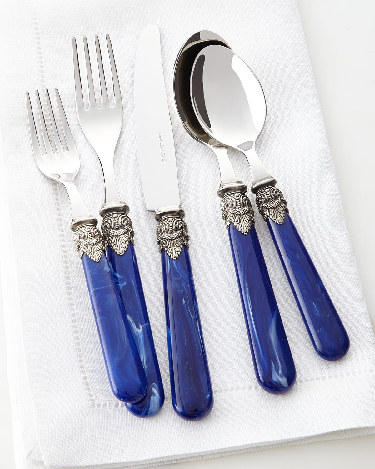 Shop Neiman Marcus Napoleon 20-piece Flatware Set, Blue Marble