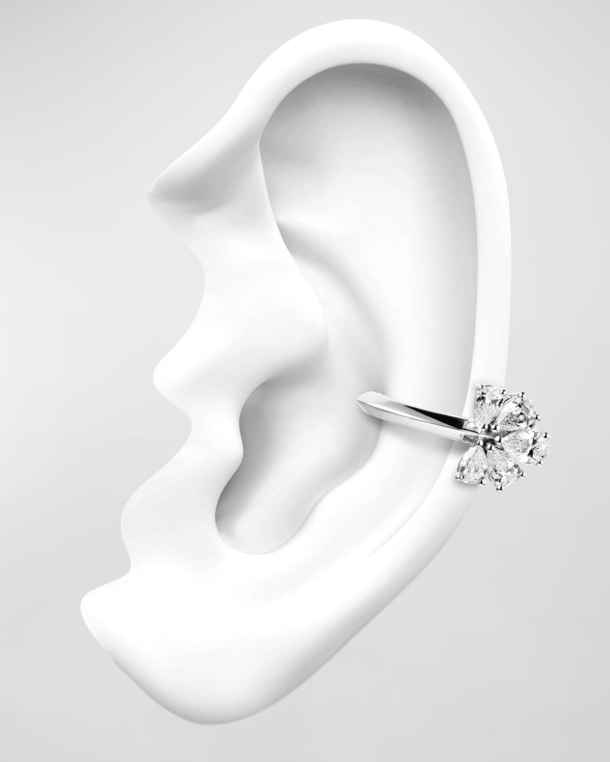White Gold Diamond Cuff Earring, Single