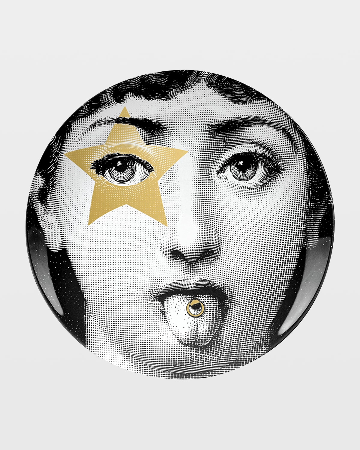 Shop Fornasetti Tema E Variazioni No. 381 Wall Plate In Gold/black/white