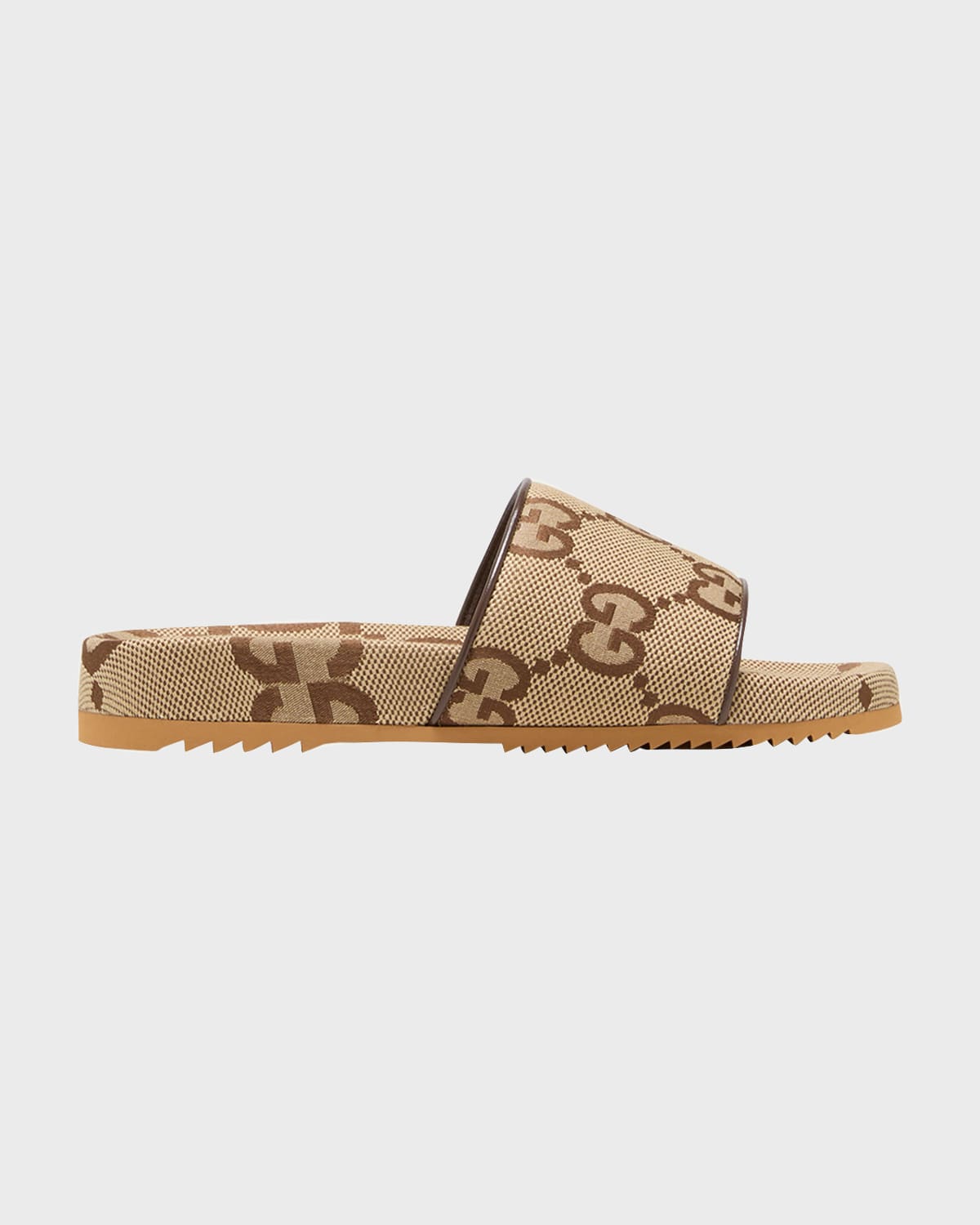 Shop Gucci Men's Gg Canvas Slide Sandals In Dk.camel