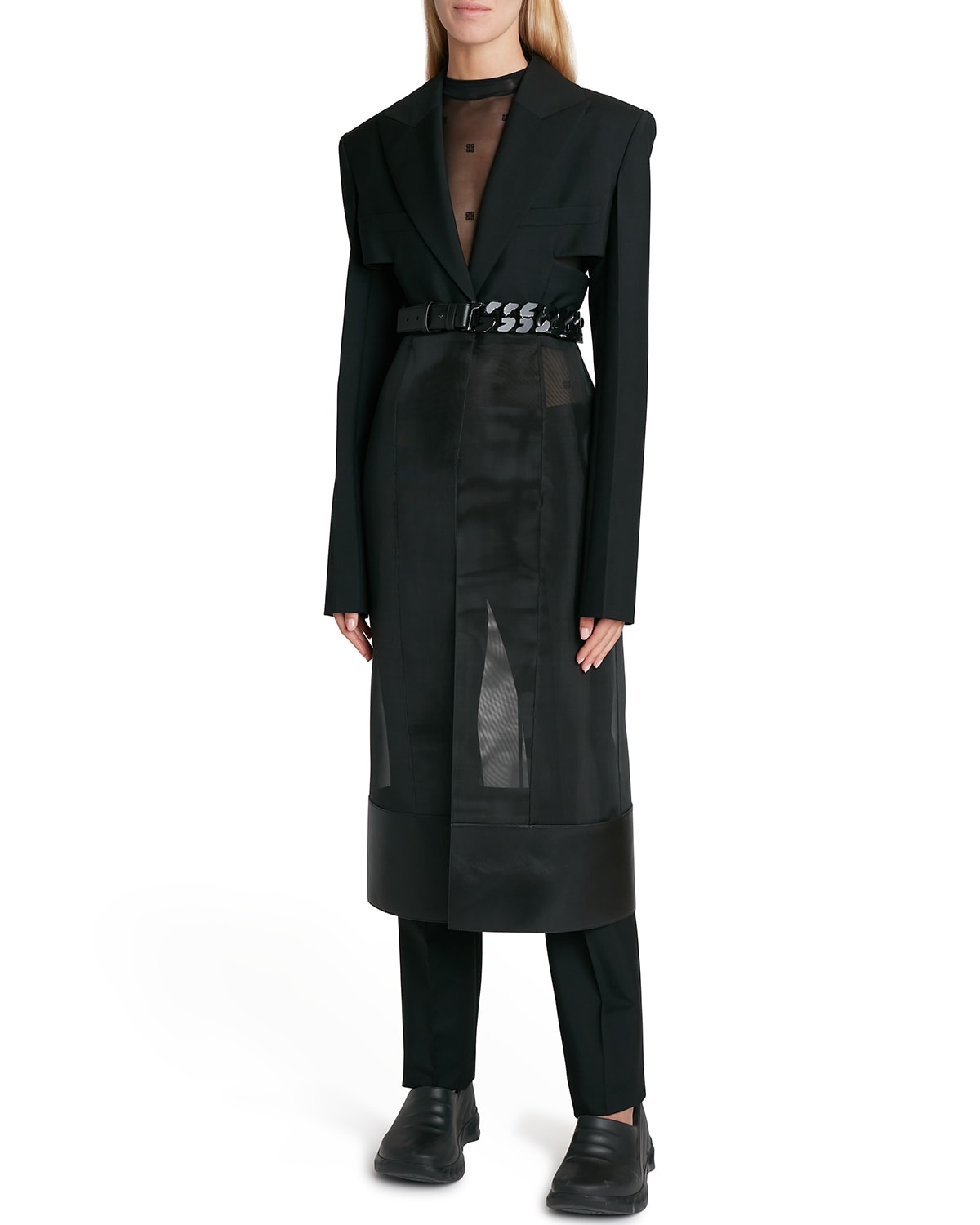 Givenchy Cutout Mesh Insert Long Coat