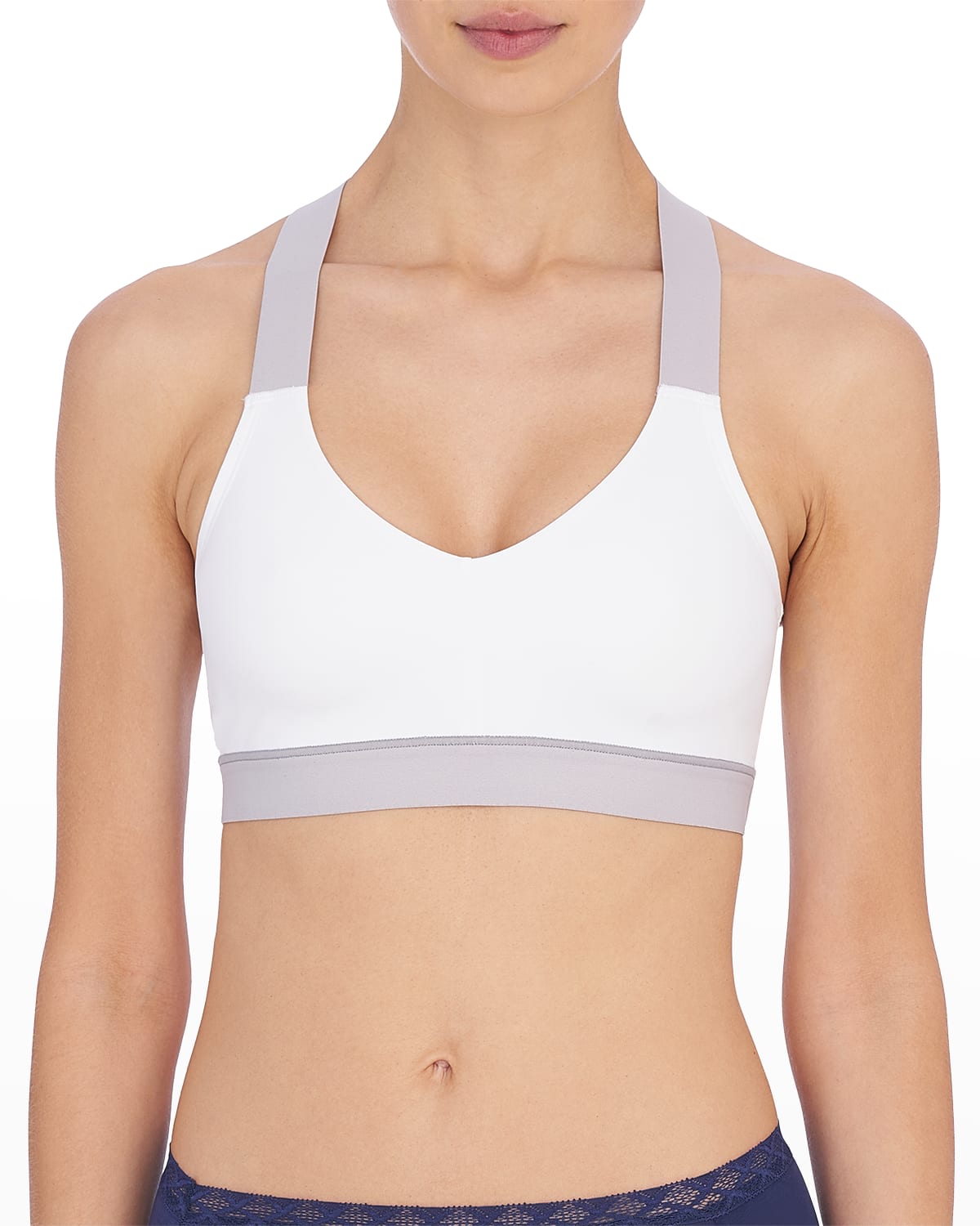 Natori Low Impact Dynamic Racerback Sports Bralette In White Lead