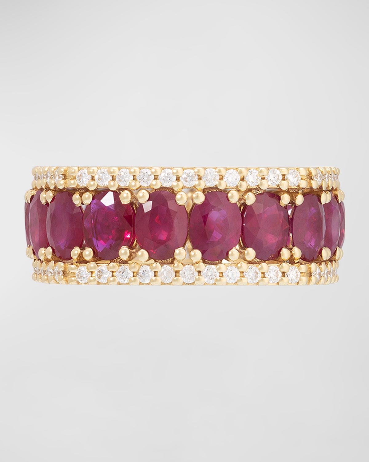 Miseno Procida 18k Rose Gold Ring With White Diamonds And Rubies