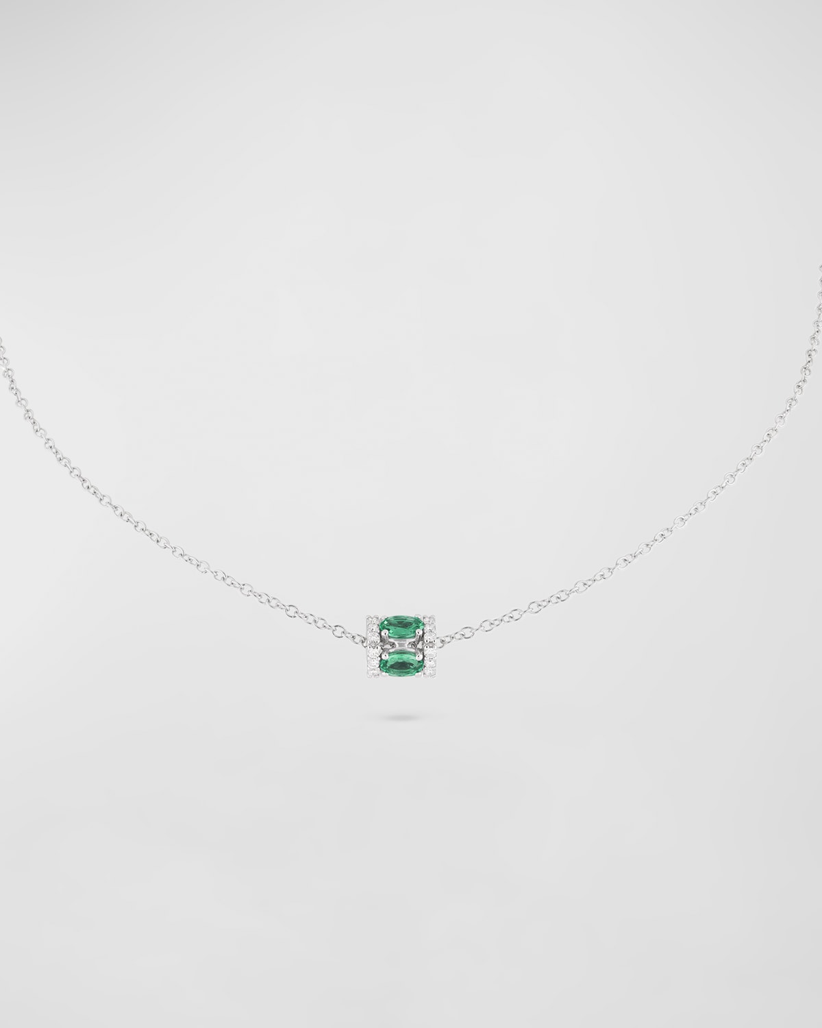Procida 18K White Gold Emerald and Diamond Pendant Necklace