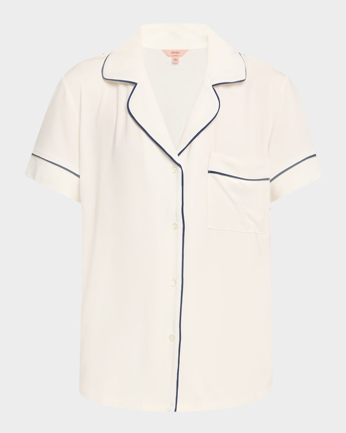 Shop Eberjey Gisele Relaxed Short Pajama Set In Pure Ivorynavy