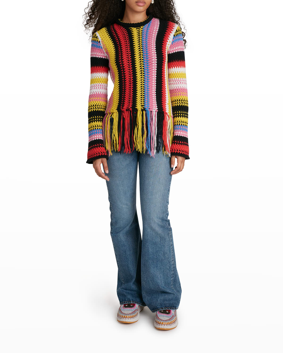 Chloe Cropped Cashmere-Wool Fringe Sweater