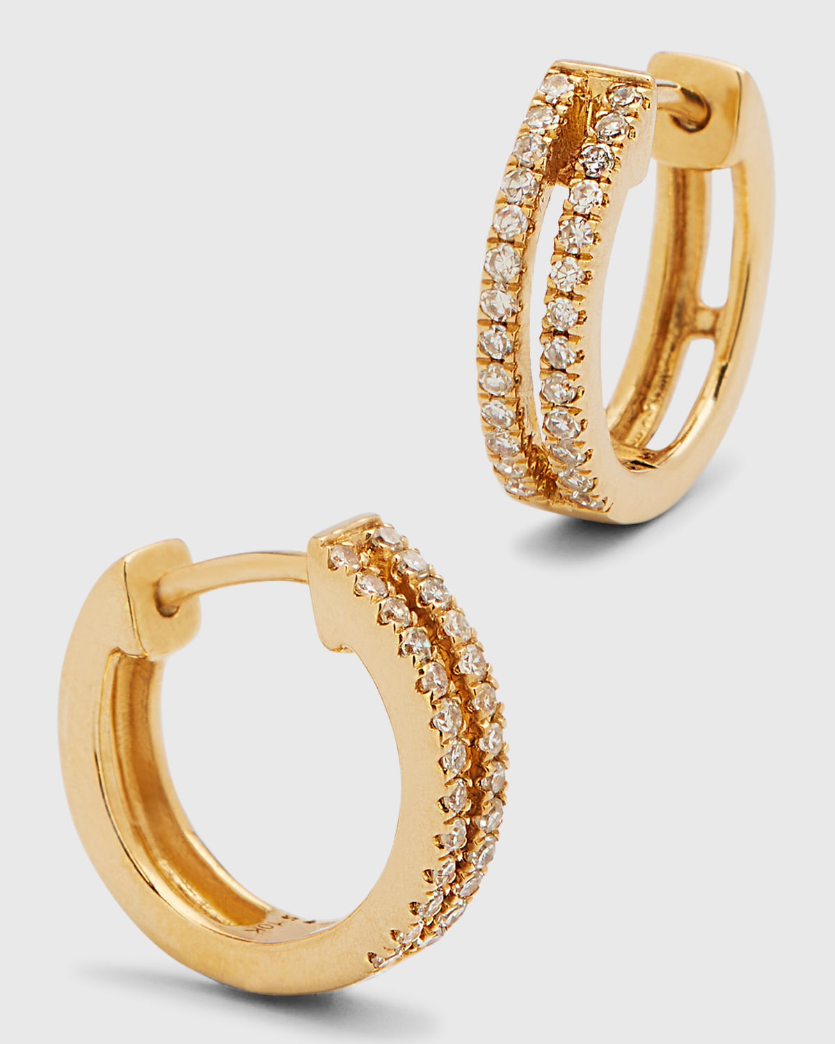 Stone And Strand Pave Two Row Diamond Huggie Earrings In Gold