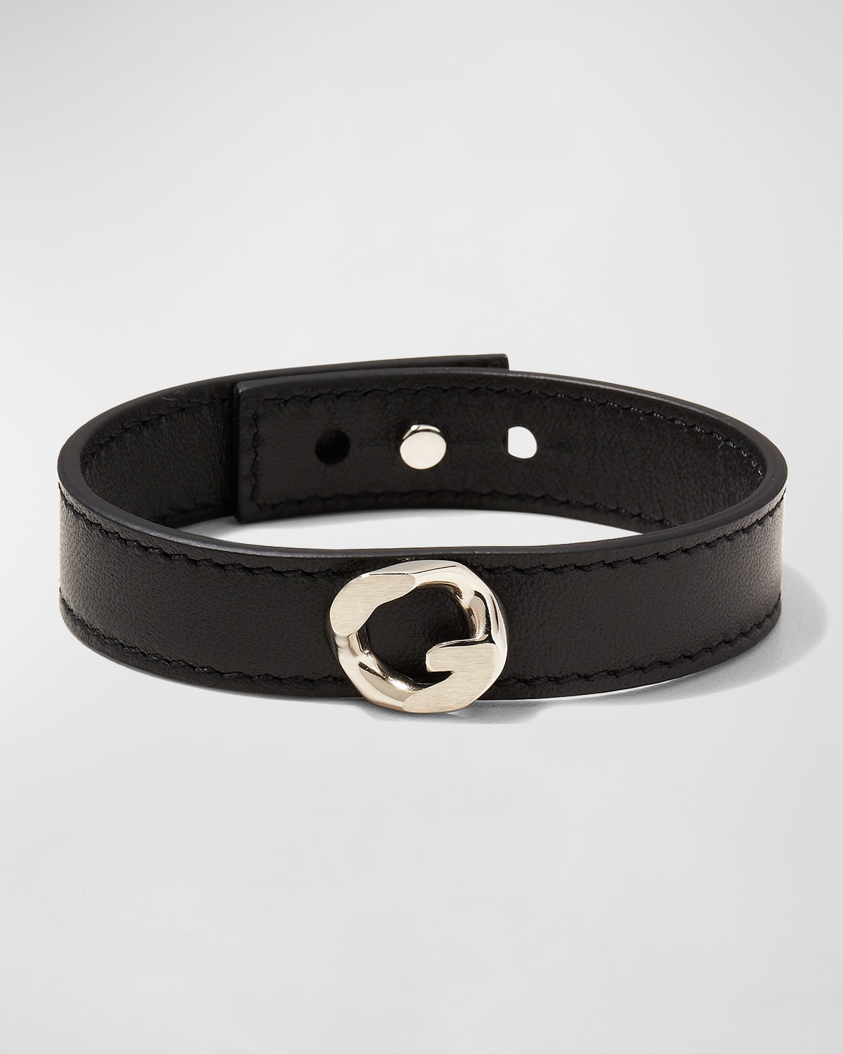 Men's G-Chain Silvery Leather Bracelet