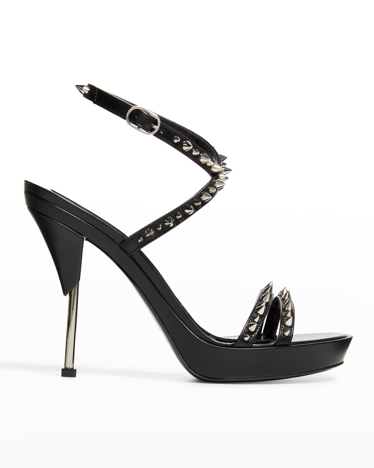 Alexander Mcqueen Punk Spike Leather Ankle-strap Sandals In Black ...