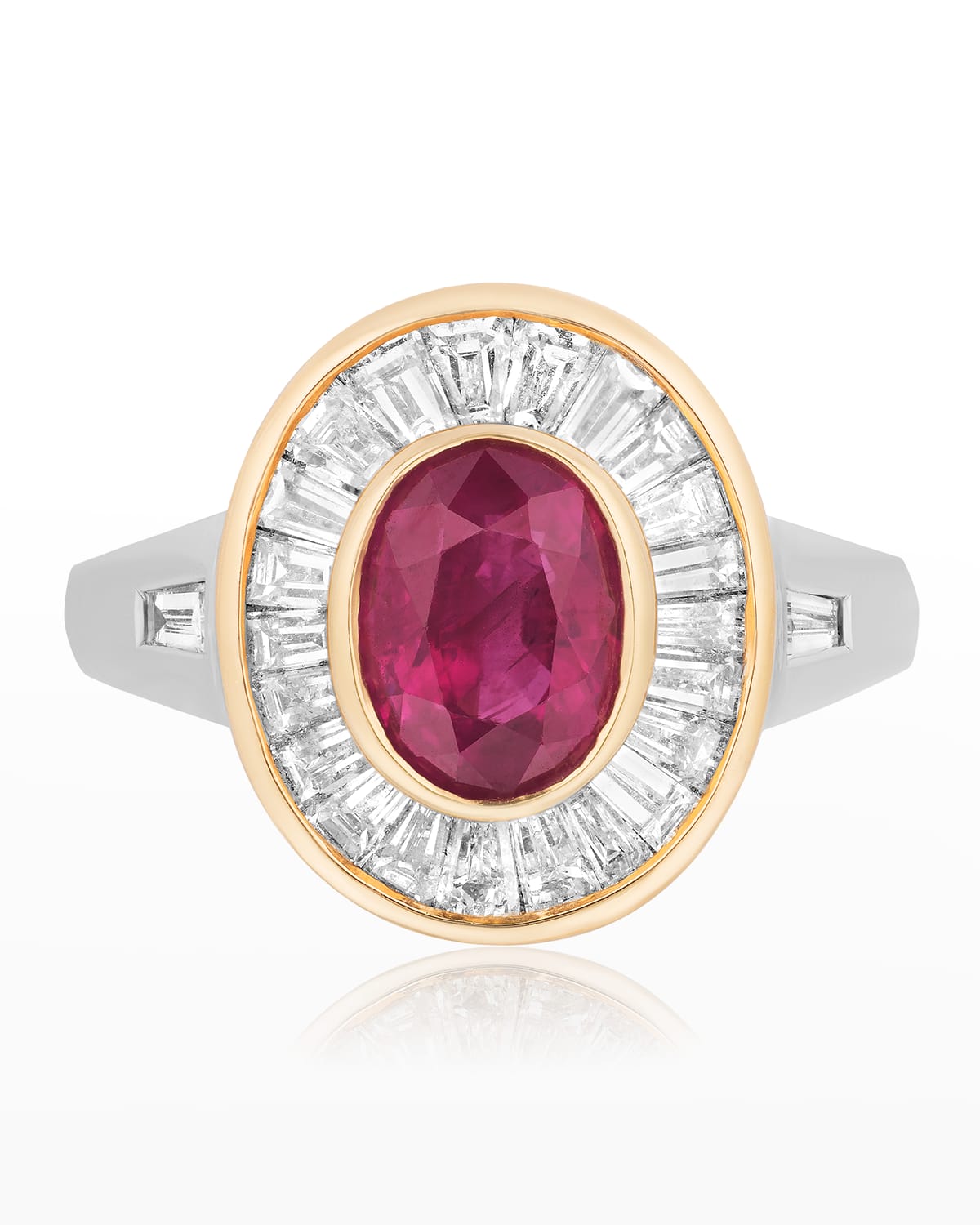Yellow and White Gold Ruby and Diamond Ring, Size 7