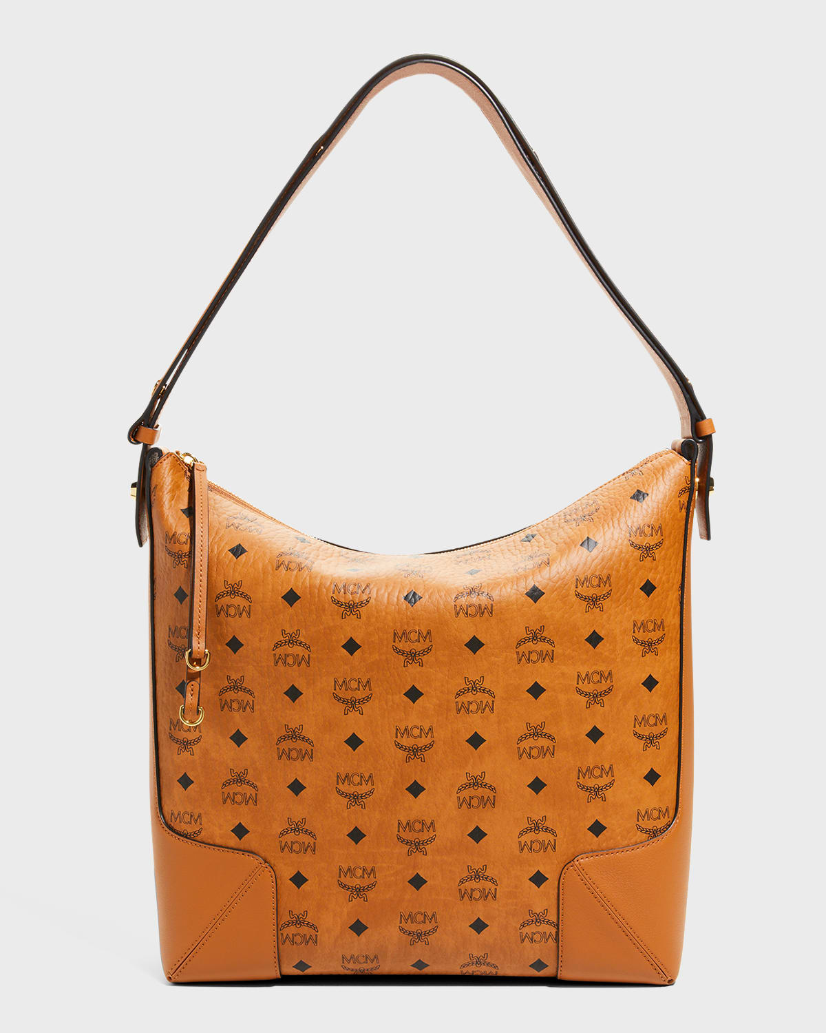 Mcm Klara Visetos Large Hobo Bag In Cognac ModeSens