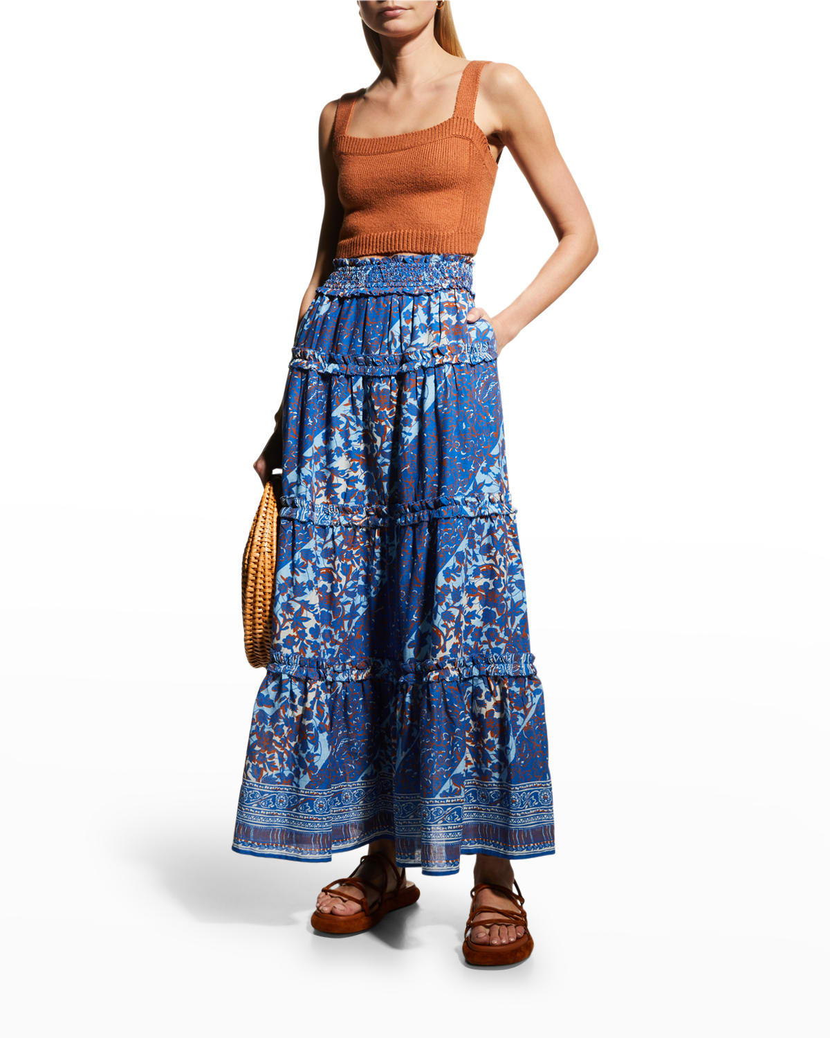 LOVE THE LABEL Gina Tiered Cotton Maxi Skirt