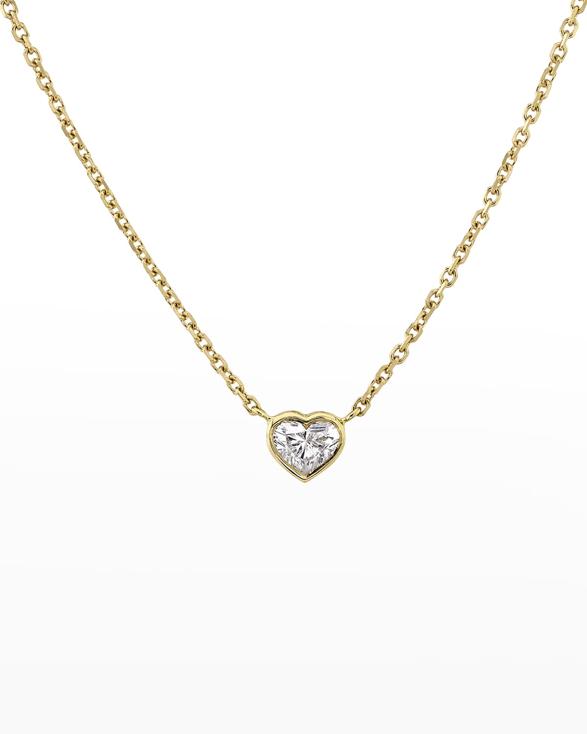 18k Yellow Gold Bezeled Heart Diamond Necklace