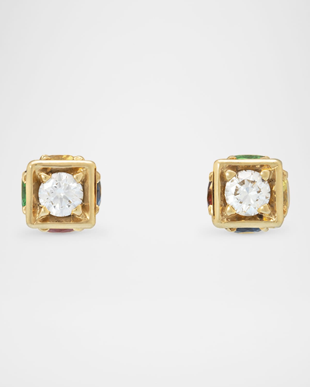 Faro Earrings in 18K Yellow Gold with Diamonds, Sapphires and Tsavorite