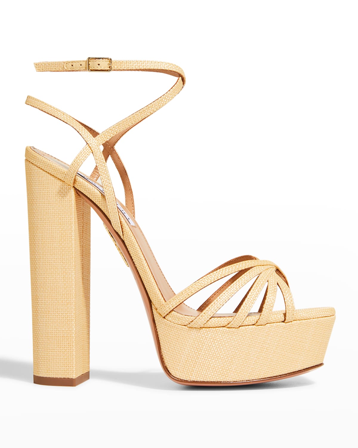 Aquazzura Very Claire Raffia Platform Sandals Smart Closet