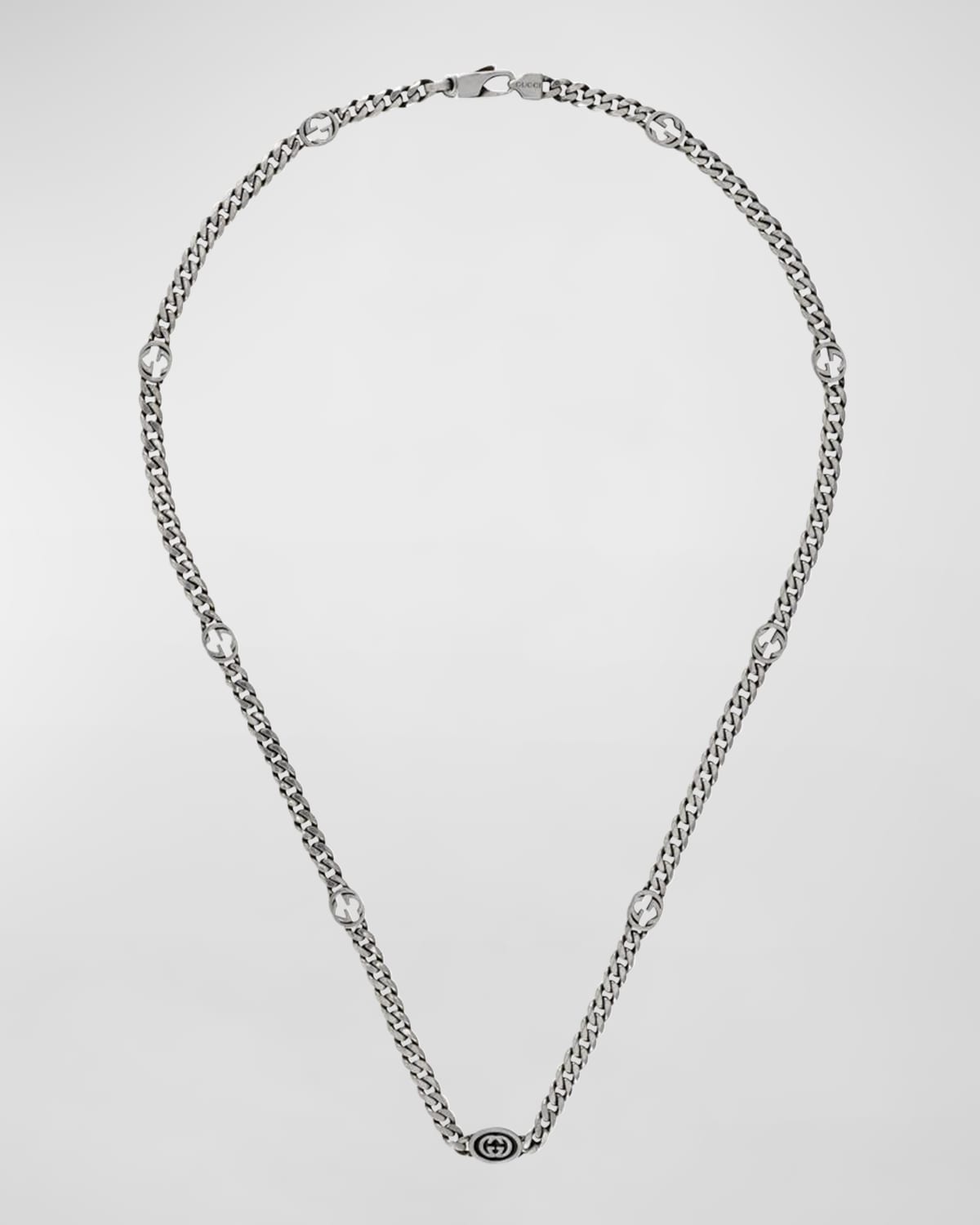 Gucci Men's Enameled Interlocking G Sterling Silver Chain Necklace