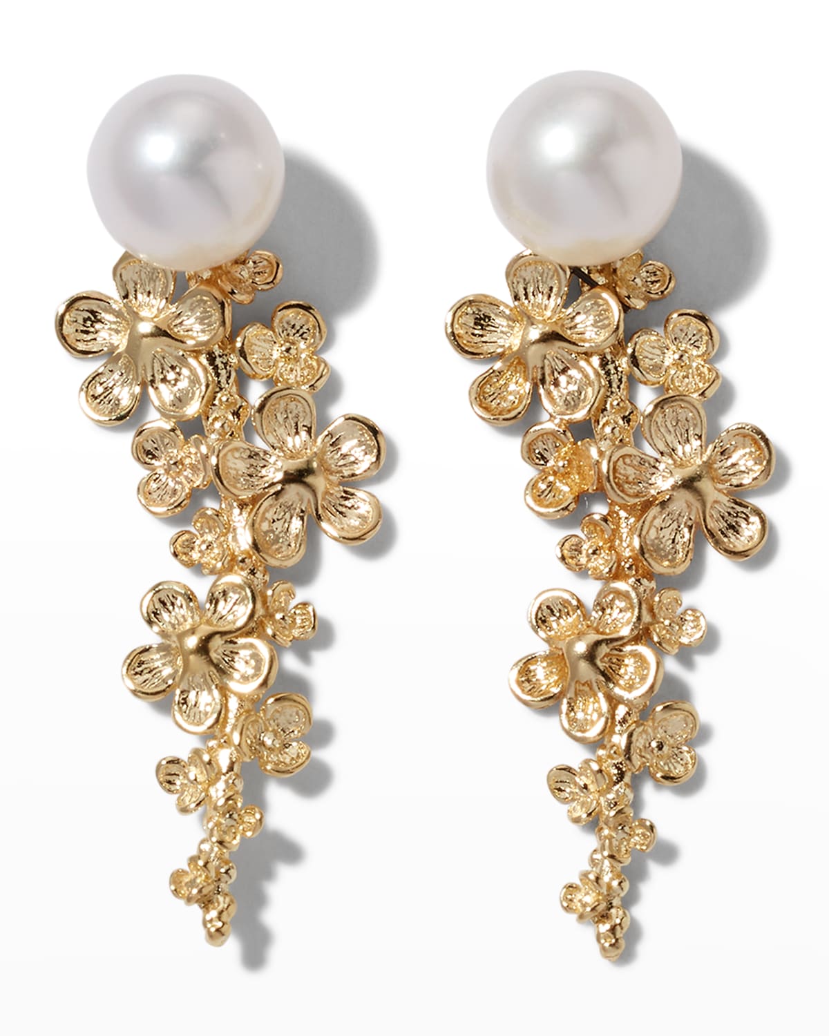 Pearl Gold Flower Earrings