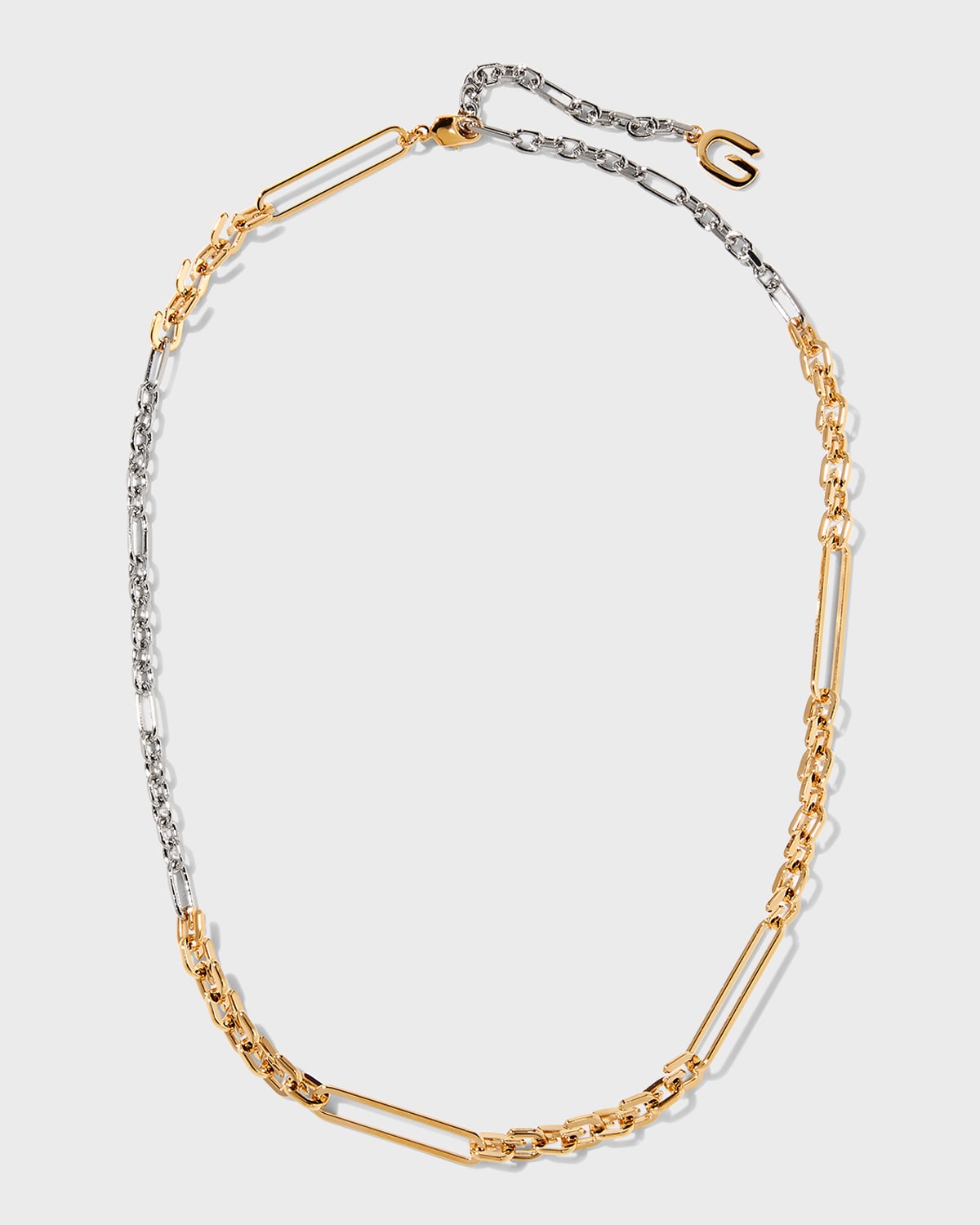 Shop Givenchy G-link Mixed Necklace In Golden Silvery