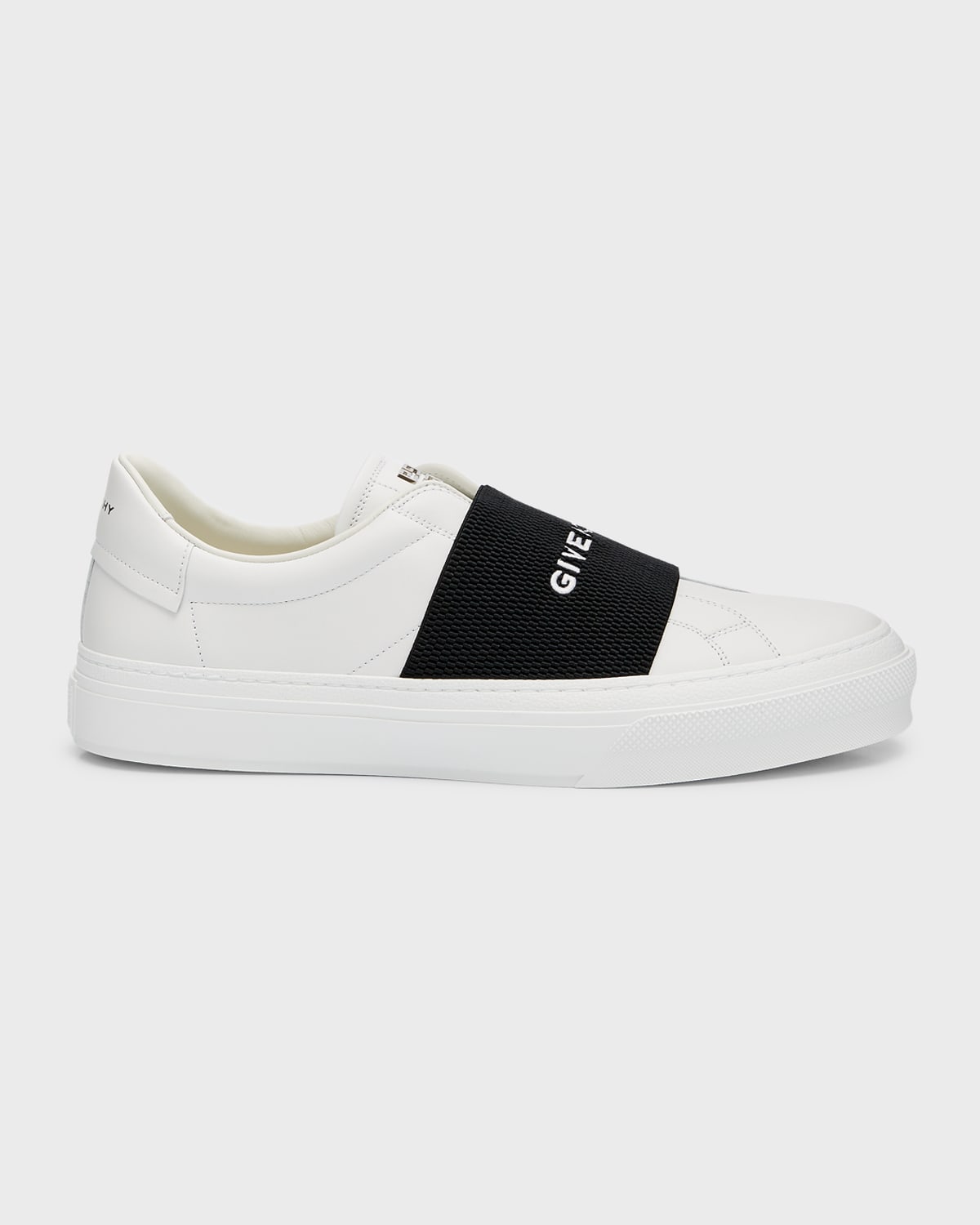 Shop Givenchy Men's Logo Leather Slip-on Sneakers In White/black