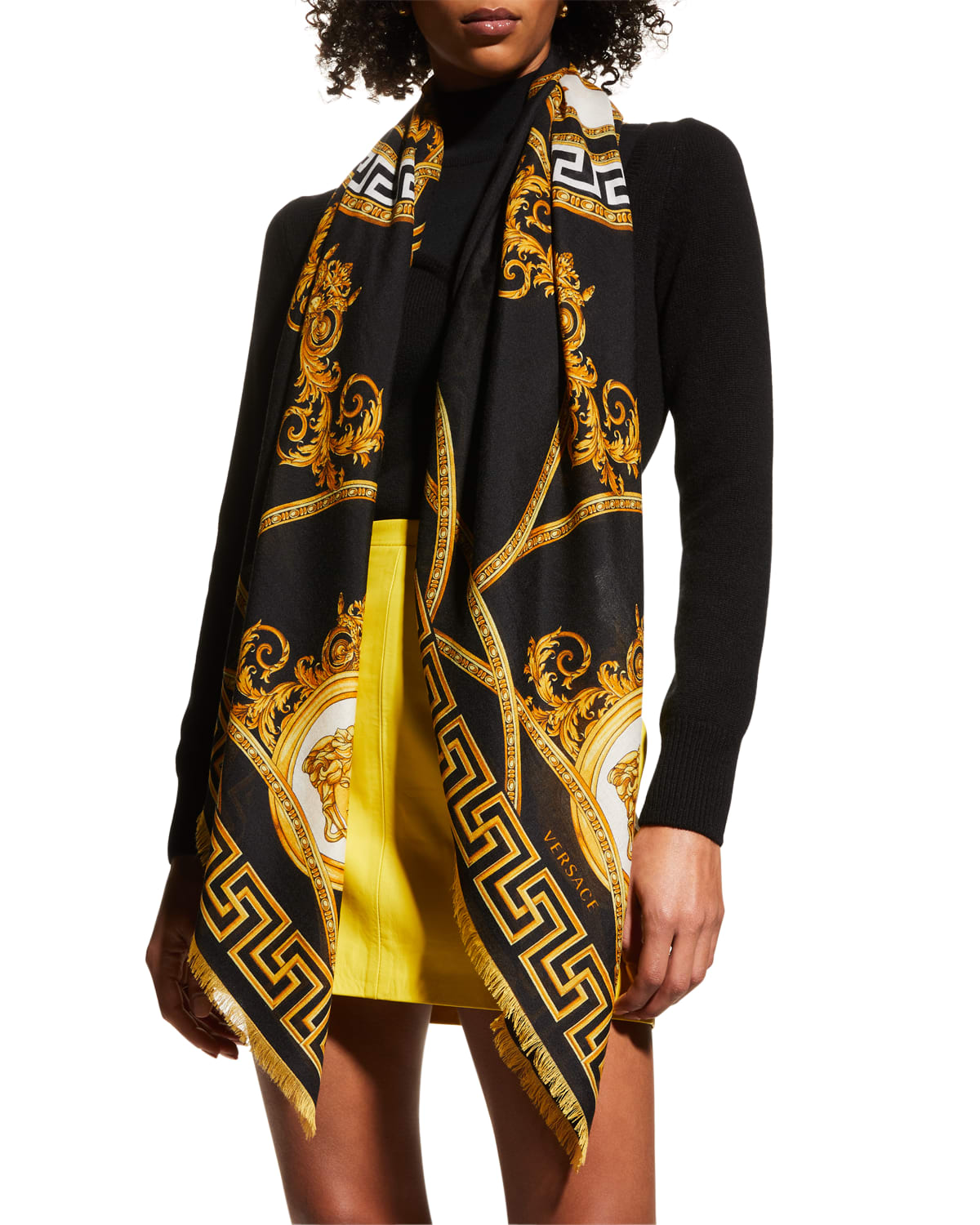 Versace Barocco Cashmere Blend Shawl for Women