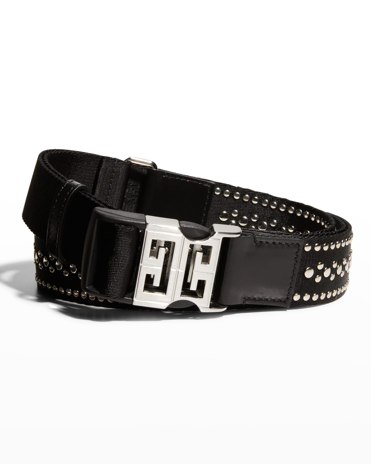 Givenchy Men's 4g-buckle Studded Web Belt In Black | ModeSens