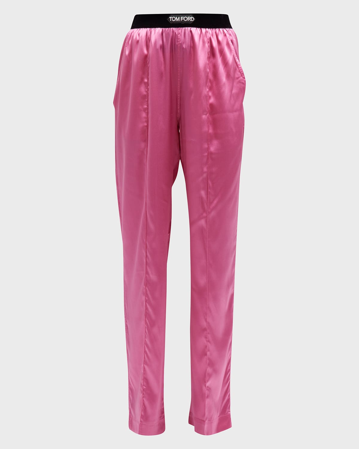 Shop Tom Ford Logo-banded Silk Pj Pants In Rosebloom