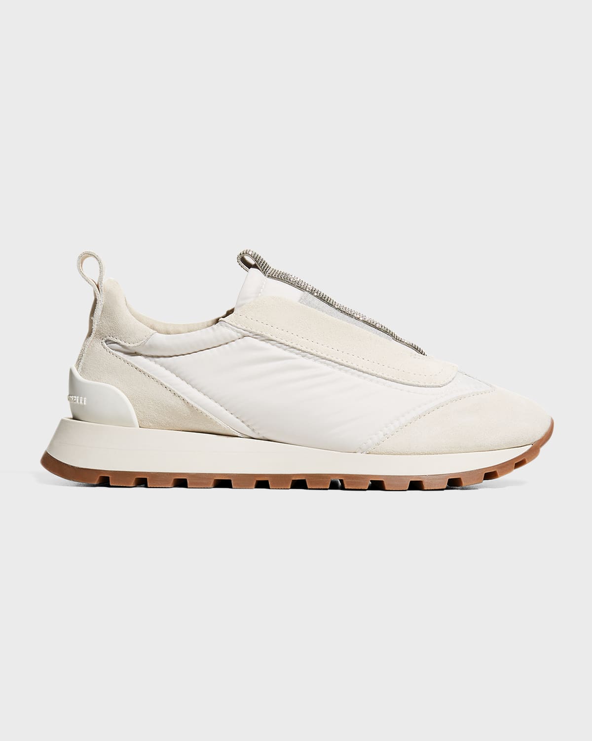 Mixed Leather Slip-On Runner Sneakers