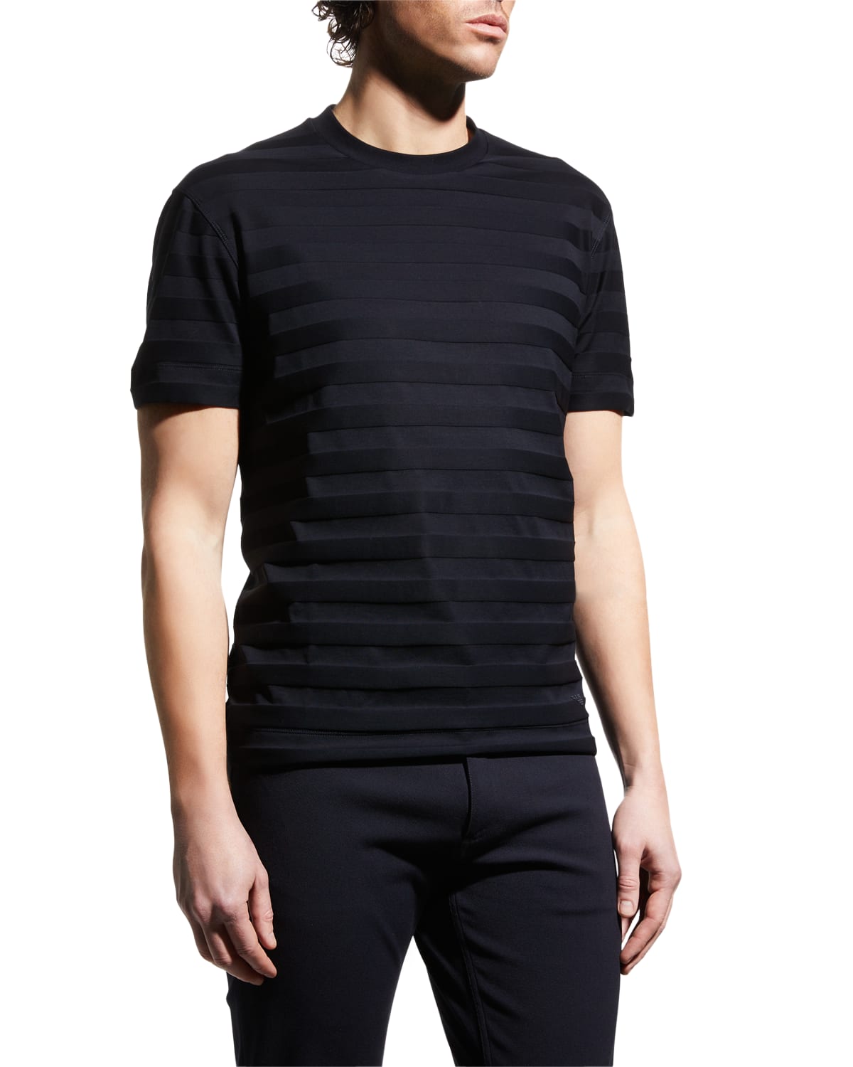 Emporio Armani Men's Horizontal Tonal Stripe T-Shirt