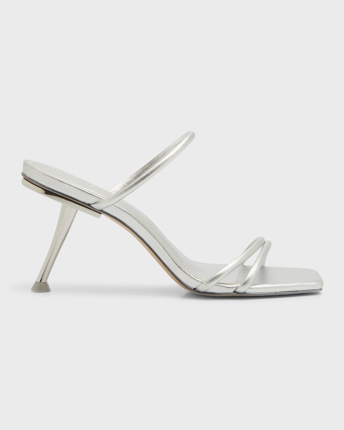 Cult Gaia Lydia Metallic Leather Sculptural-heel Sandals In Silver