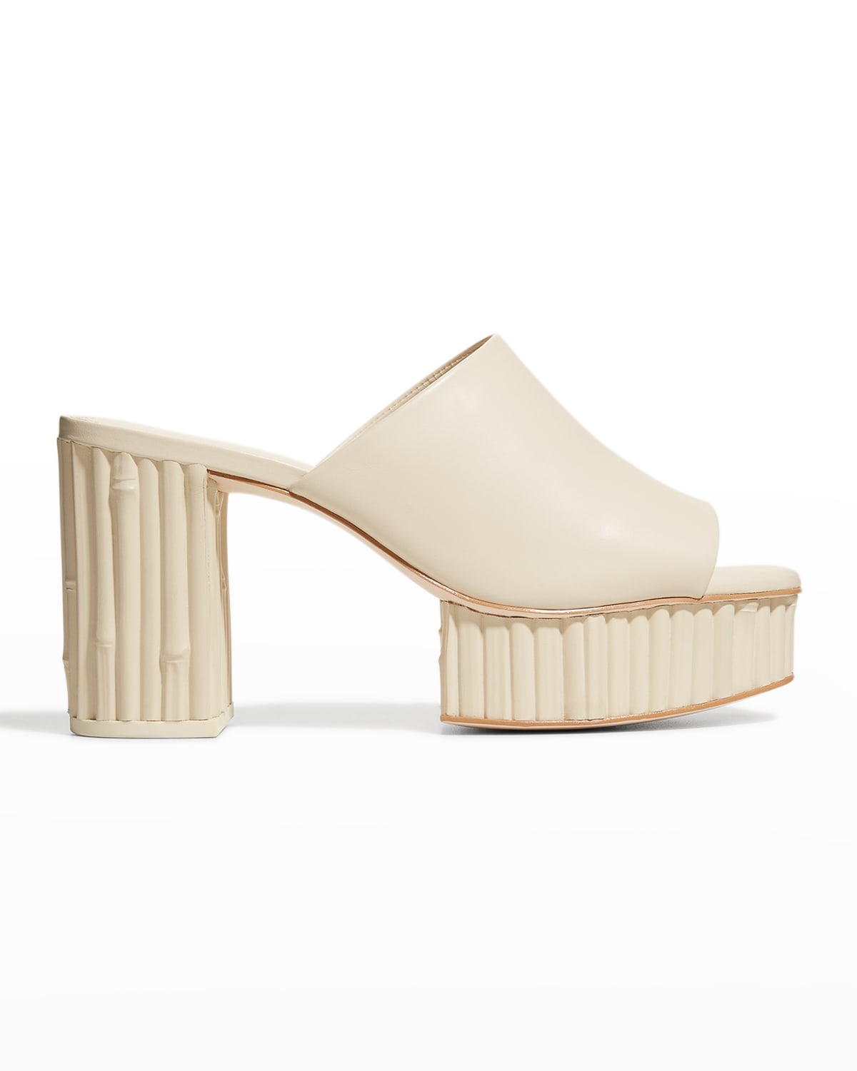 Cult Gaia Judith Leather Wooden Platform Mules
