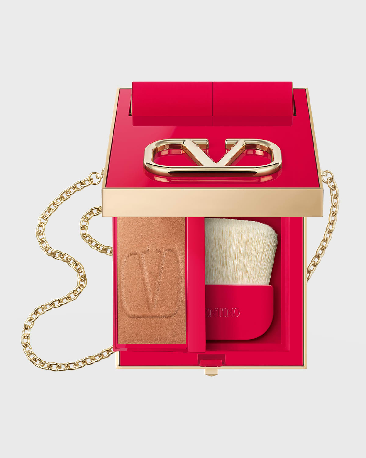 Shop Valentino Vltn Go-clutch Bag With Refillable Finishing Powder In Med Deep04