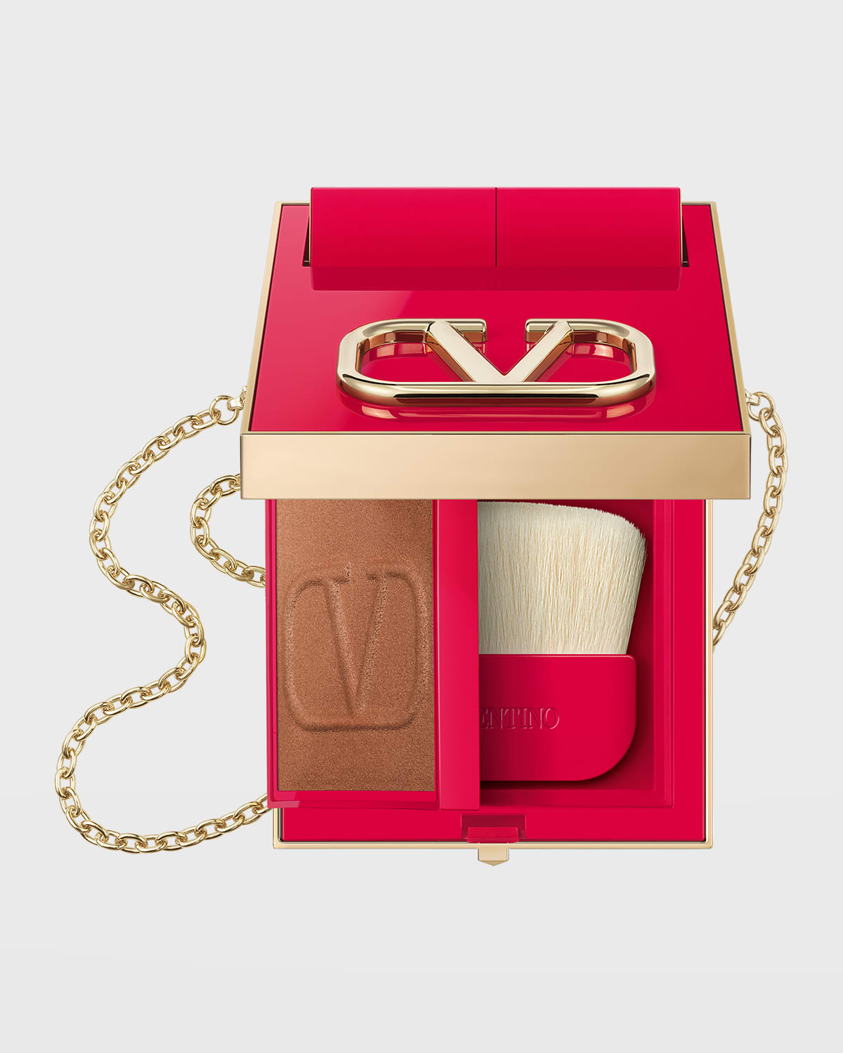 Shop Valentino Vltn Go-clutch Bag With Refillable Finishing Powder In Univ Bronz