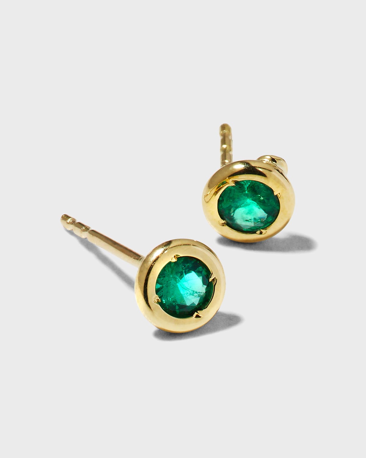 Roberto Coin Yellow Gold Emerald Tiny Stud Earrings