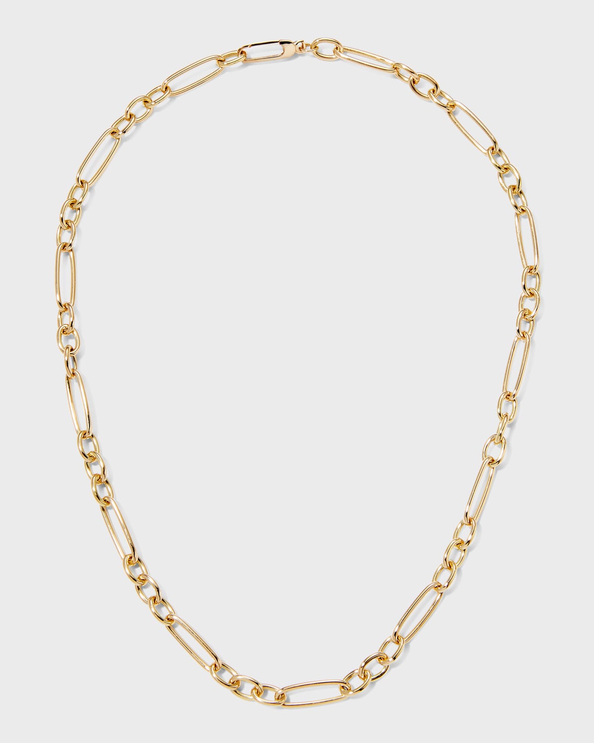 ROBERTO COIN YELLOW GOLD ALTERNATING LONG AND SHORT OVAL LINK CHAIN NECKLACE, 18"L