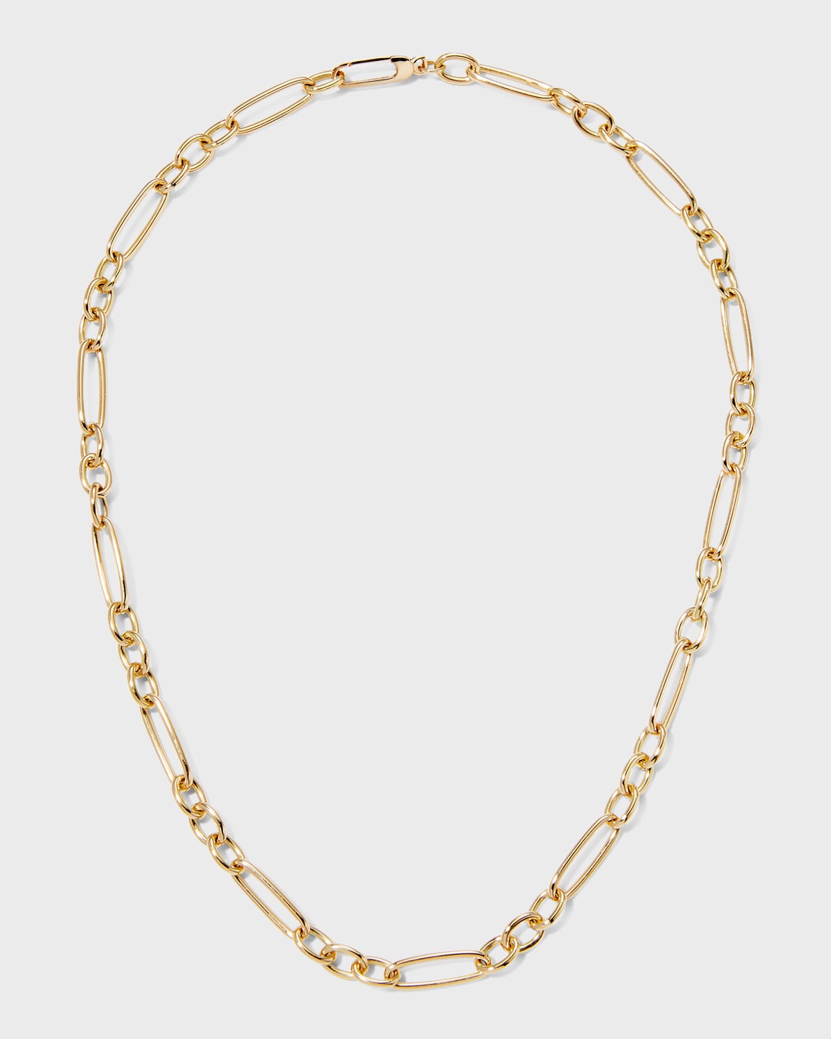 Yellow Gold Alternating Long and Short Oval Link Chain Necklace, 18"L