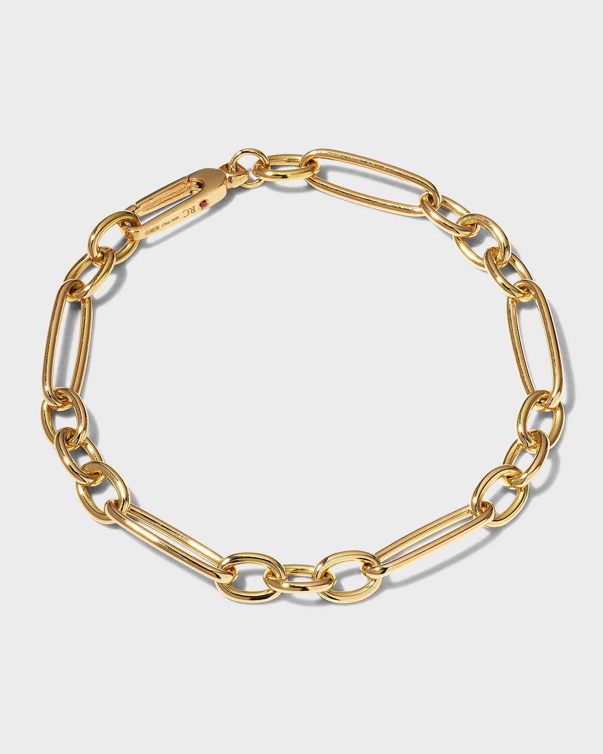 Yellow Gold Alternating Long and Short Oval Link Bracelet