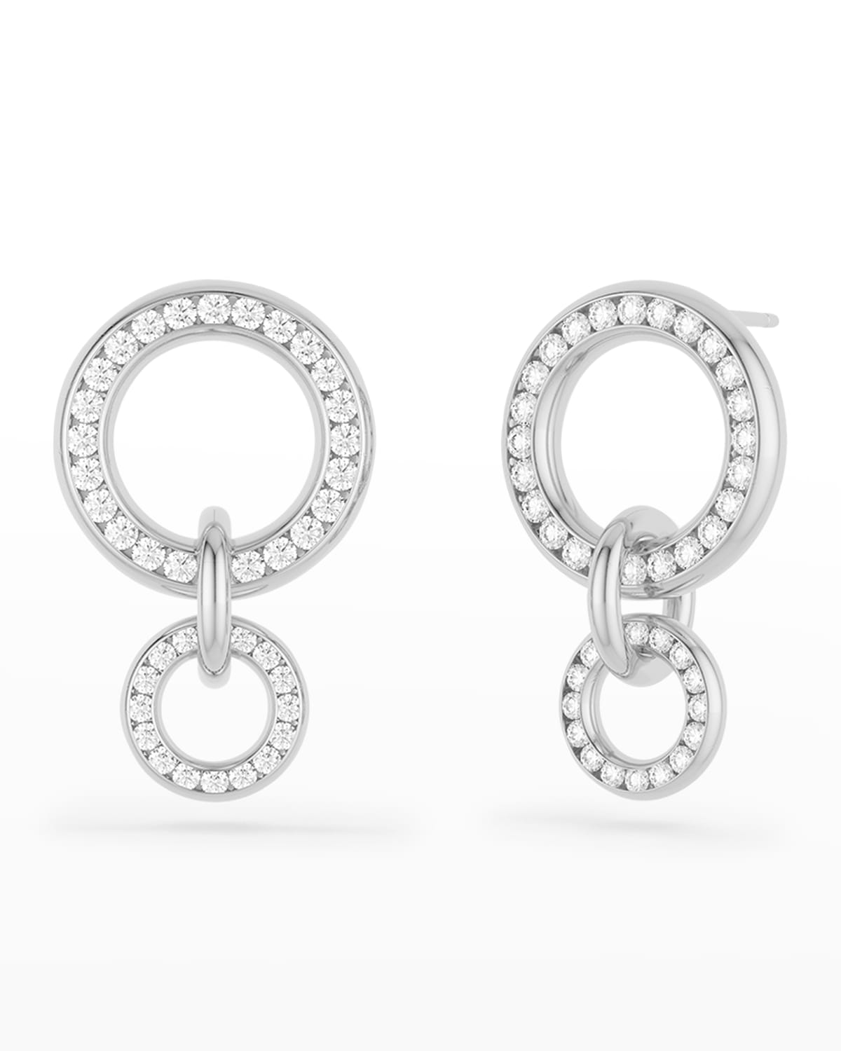 SPINELLI KILCOLLIN WHITE GOLD 3-LINK EARRINGS WITH WHITE DIAMONDS