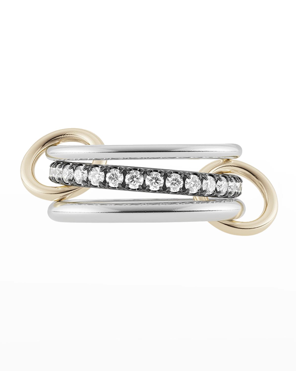 SPINELLI KILCOLLIN 3-LINK RING IN STERLING SILVER WITH DIAMONDS, BLACK RHODIUM AND YELLOW GOLD