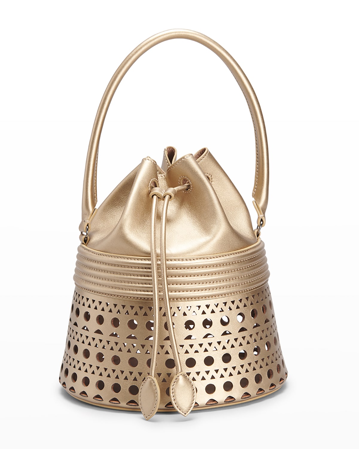 Alaïa Metallic Lasercut Corset Bucket Tophandle Bag In Or ModeSens